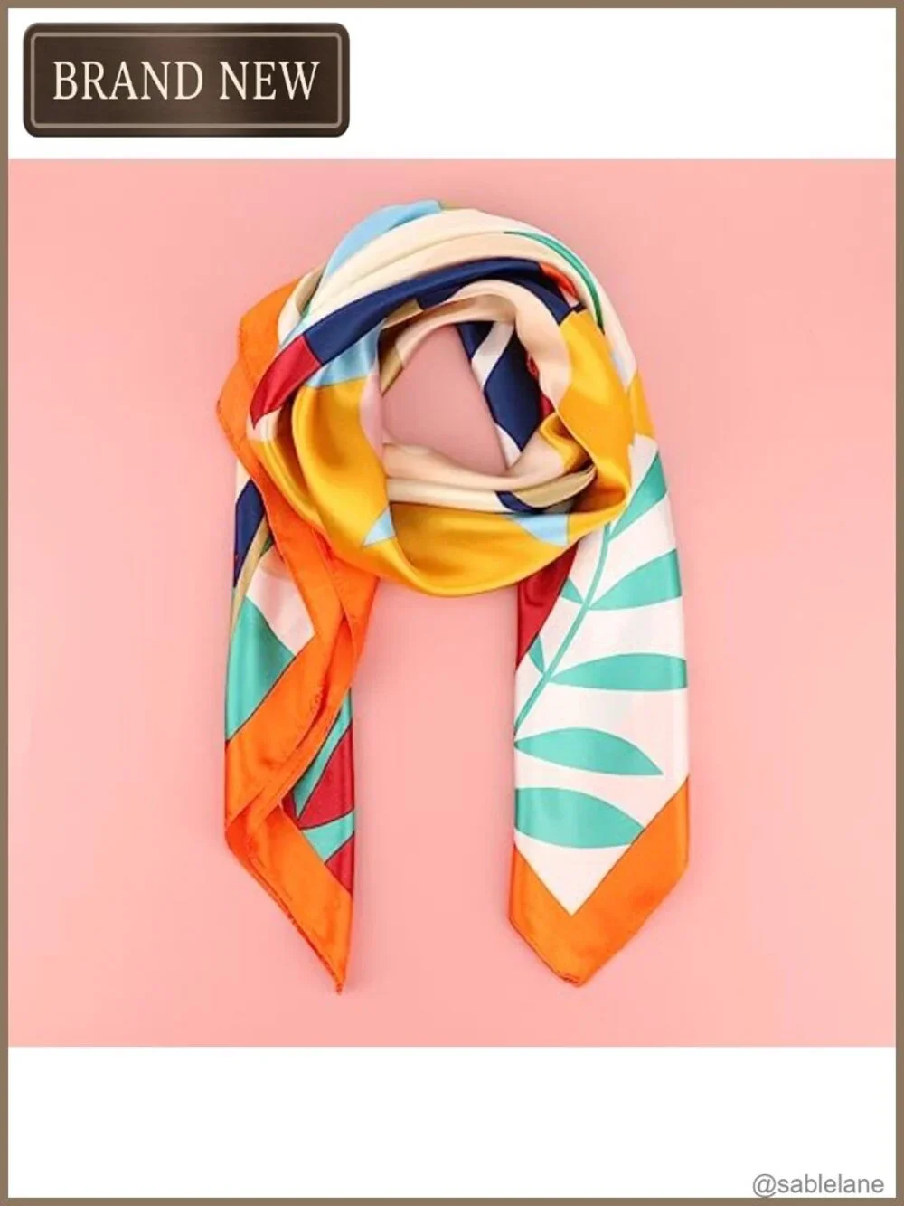 4 Pack Large Square Satin Head Scarf Silk Like Fabric Women Hair Neck Scarf